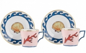 Ginori Il Viaggio Di Nettuno Coffee Cups + Saucers Set 2